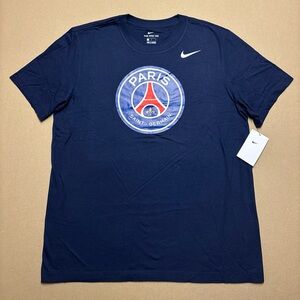 New Nike T-Shirt Men's Large Paris Saint Germain Navy Blue Soccer L Tee NWT